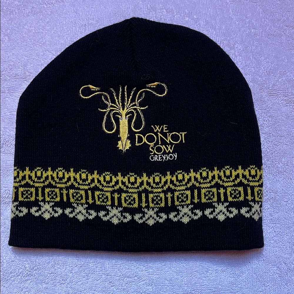 Game of Thrones “WE DO NOT SOW GREYJOY” Toque Beanie Black Yellow Unisex